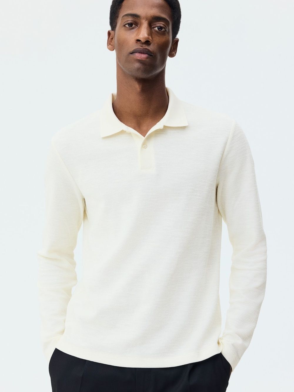 NWT H&M Long-Sleeve Polo in Cream Size L